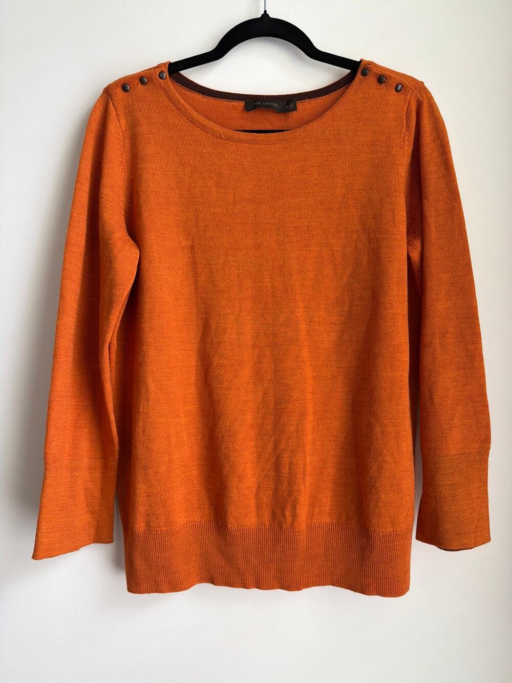 The Limited Merino Wool Blend Sweater Burnt Orange Studded XL